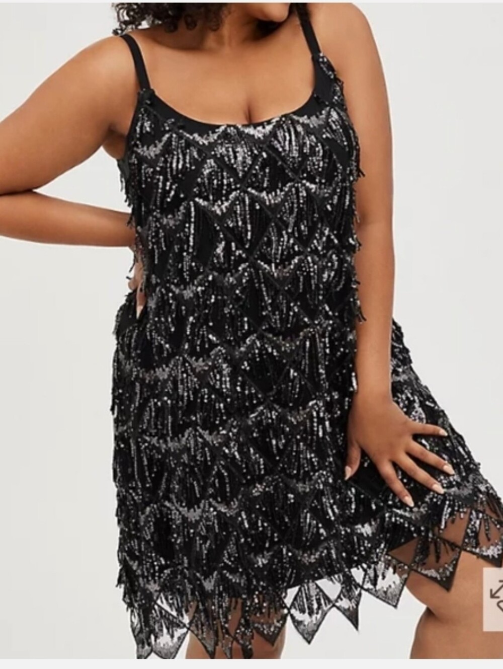 Torrid Patterned Black Metallic Fringe Sequins Mini Party Dress 2X